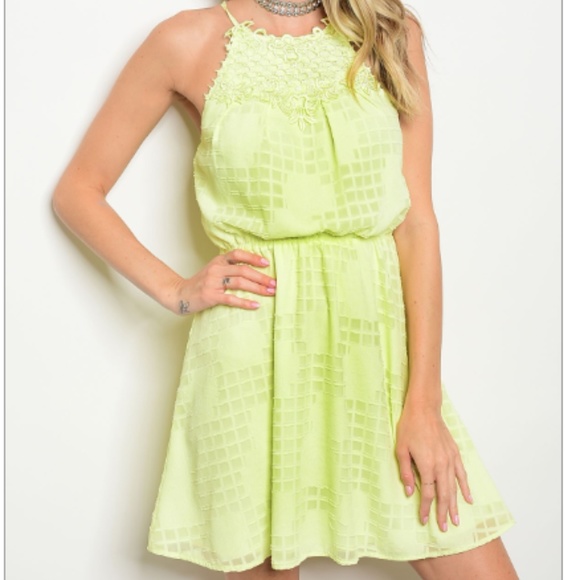 C.C. Boutique Dresses & Skirts - NWT Citrus Yellow Crochet High Neck Sundress